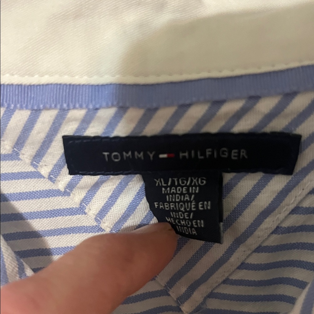 Tommy Hilfiger women’s White and Blue Striped Shirt - Picture 2 of 3
